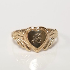 Gold Plated 925 Silver ring Initial B Capital ring Heart Midi Antique Style ring picture