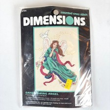 Vintage 1996 Dimensions Daydreaming Angel Counted Cross Stitch 5x7 Kit 6704 NIP picture