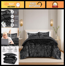 Reversible Velvet Black King Comforter Set, 3-Piece Bedding Set for Cozy Sleep picture