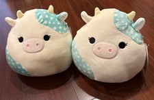 2x Squishmallows Belana the Cow with Flowers 8 inch - NWT Kellytoy Easter 2023 picture
