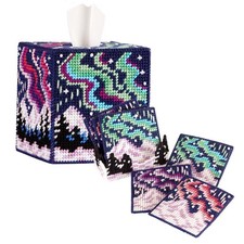 Herrschners® Aurora Nights Tissue Box & Coaster Set Plastic Canvas picture