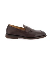BRUNELLO CUCINELLI MEN'S DARK BROWN LEATHER LOAFERS MSRP $1210 SIZE 43 picture