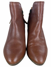 Frye Women’s Brown Leather Ankle Bootie Side Zip Almond Toe US 8.5 M 3471734 picture
