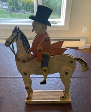 Antique 1876 Crandall’s “John Gilpin’s Ride” Wooden Toy Functional w/Partial Box picture