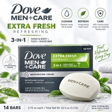 	DOVE MEN + CARE Bar 3 in 1 Cleanser for Body Face and Shaving 3.75 oz 14 Bars	 picture