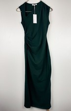 Reformation Amiah Knit Maxi Dress Black Ruched Sleeveless Forest Sz S Green NWT picture