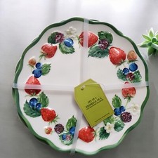 4 Primrose Vintage Strawberry Blueberry Mixed Berries Plates Melamine  6.75