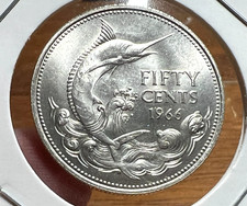 1966 BAHAMAS SILVER 50 CENTS MARLIN BRILLIANT UNCIRCULATED picture