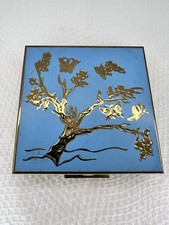 Vintage Zell Fifth Avenue Brass Powder Compact Tree & Butterfly design. picture