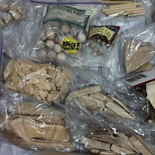 Miscellaneous woodcraft pieces assorted for crafting picture