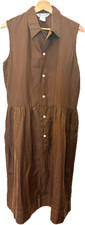 COMME des GARCONS Vintage Silk Open Collar Dress Iridescent Brown Gold France M picture