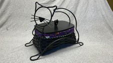 Longaberger 2009 Halloween Cat Wrought Iron Basket WITH LID, Liner, Protector picture