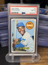1969 Topps ERNIE BANKS Chicago Cubs Baseball #20 HOF PSA 8 NM-MT picture