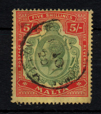 Malta KGV 1917 5/- green red yellow SG88 good CDS used WS45398 picture