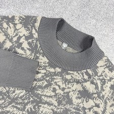 Athleta Jacquard Crew Sweater XXS Gray Tan Thermolite Textured Knit NWT $129 picture