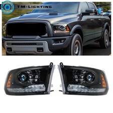 For 2009-2013 2014 2015 2016 2017 2018 Dodge Ram 1500-3500 Black Headlight w/DRL picture