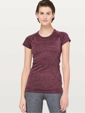 Lululemon Shirt Women 4 Burgundy Swiftly Tech Short Sleeve Seamless Lightweight picture