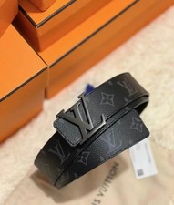 LOUIS VUITTON BELT 100% AUTHENTIC LEATHER M-L SIZE WOMEN'S MEN'S BLACK CLASSIC picture