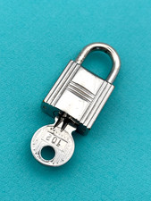 HERMES Set of Padlock & Key Cadena Silver Charm Number random Authentic Used picture
