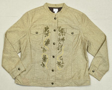Chico's Women's Size 3 / US 16 Gold Metallic Embroidered Button Front Jacket picture