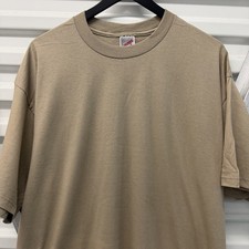 Vintage Jerzees Blank Khaki T-shirt Men’s XL NOS Beige Solid 80s 90s USA Made picture