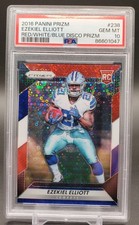 💥2016 Panini Prizm Ezekiel Elliott RC Red White Blue Disco #238 PSA 10 picture