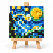 Starry Night Pixel Art Building Blocks Painting Kit Easel Thanksgiving Gift picture