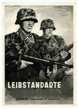 WW2 German Third Reich Elite Leibstandarte w Camo Propaganda Military Poster picture