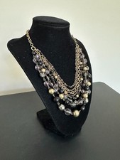 Vintage 'lia sophia' Signed Layered Bead Gold Tone Chain 16