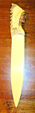 Antique Celluloid Letter Opener Seated Native American Pencil Headdress  7 1/8