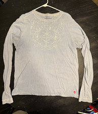 Guess Vintage 1981 Logo Graphic Blue Long Sleeve Crew Neck T-Shirt Men's M picture