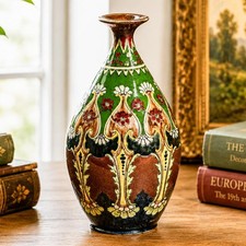 Amazing Large Colorful Antique Hand Painted Floral Art Vase Royal Bonn Dutch picture