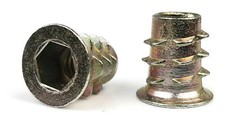EZ-LOK Die Cast Zinc Flange Hex-Drive Threaded Inserts for Wood - #8-32 picture