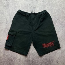 Vintage 2004 Slipknot Cargo Shorts Black Embroidered Logo Nu Metal One Size picture