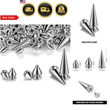 925 Metal Spikes Studs Rivets for Punk Clothing Accessories DIY Craft Silver picture