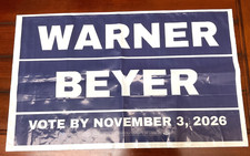 Nice Warner for U.S. Senator Beyer for Congress 2026 Virginia Yard Sign picture