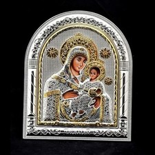 Maria Byzantine Icon Sterling Silver 925 Treated With Gold in Metal picture