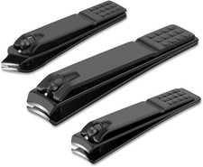 Nail Clippers Set Black Matte Stainless Steel 3pcs Finger Toe Ingrown Authentic picture