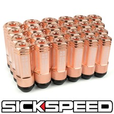SICKSPEED 24 PC ROSE GOLD CAPPED ALUMINUM EXTENDED 50MM 3 PC LUG NUTS 14X2 picture