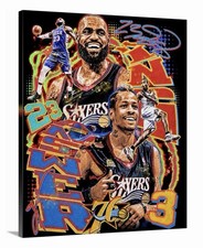 LeBron James Canvas And Allen Iverson 16X20 Philadelphia 76ers Philly PHILA picture
