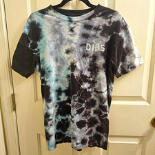 Dibs Unisex Adults S Black Gray Blue Cotton Knit Short Sleeve Crew Neck Tie-Dye picture
