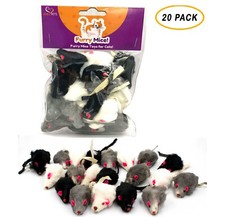 20 Furry Mice with Catnip & Rattle Sound Made of Real Rabbit Fur Cat Toy Mouse picture