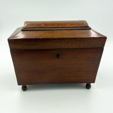 Antique Caddy First Half 19th C Sarcophagus Form Footed Rosewood picture