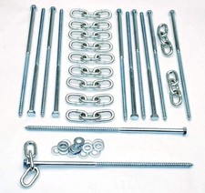 12 pc Lag Screws 3/8 x 12 Tent Stakes Festival Kit with Chain Links and Washers picture