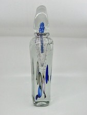 Jean Claude Novaro Blown Art Glass Bottle With Stopper Blue 2008 Signed 16