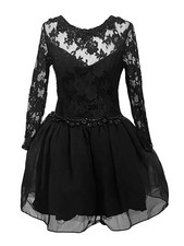 Scott McClintock Vintage Y2K Sz 4 Black Lace Netting Crinoline Dress WhimsiGoth picture