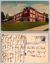 Vintage David Millard High School Asheville NC Linen Postcard 1960 Posted picture