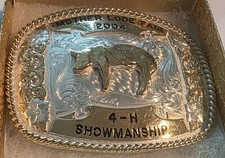 Vintage 2004 Metal Belt Buckle, Silver and Brass, Mother Lode Fair, 4-H Showmans picture