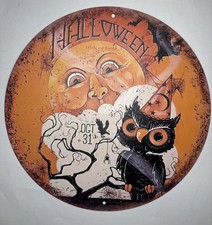 Halloween Anthropomorphic VINTAGE STYLE Moon Owl Metal Sign Wall Decor 8