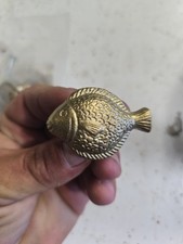 Vintage Knob Hill Fish Cabinet Knob Brass Gold P17048V-GM Nautical Pull 1999 picture